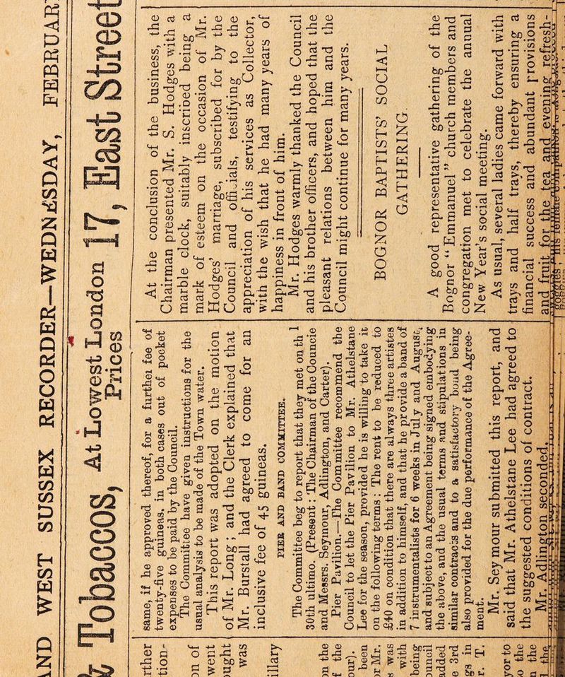 IND WEST SUSSEX RECORDER—WEDNESDAY, EEBRUAR' ~~  ‘ 1 ~ * — i — fc Tobaccos,At Loig££ondon 17, East Street