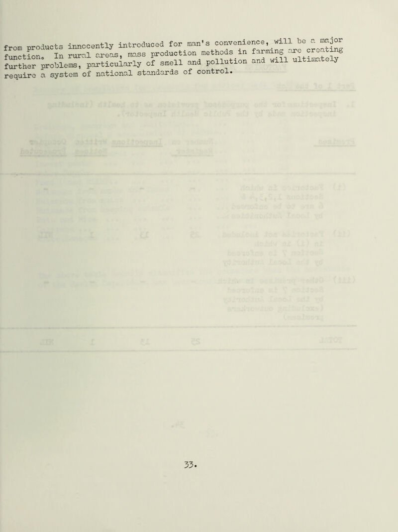 from Dro-lucts innocently introduced for man’s convenience, will bo a major function! In rural areas, mass production methods in further problems, particularly of smell and pollution and will ultima e y require a system of national standards of control.