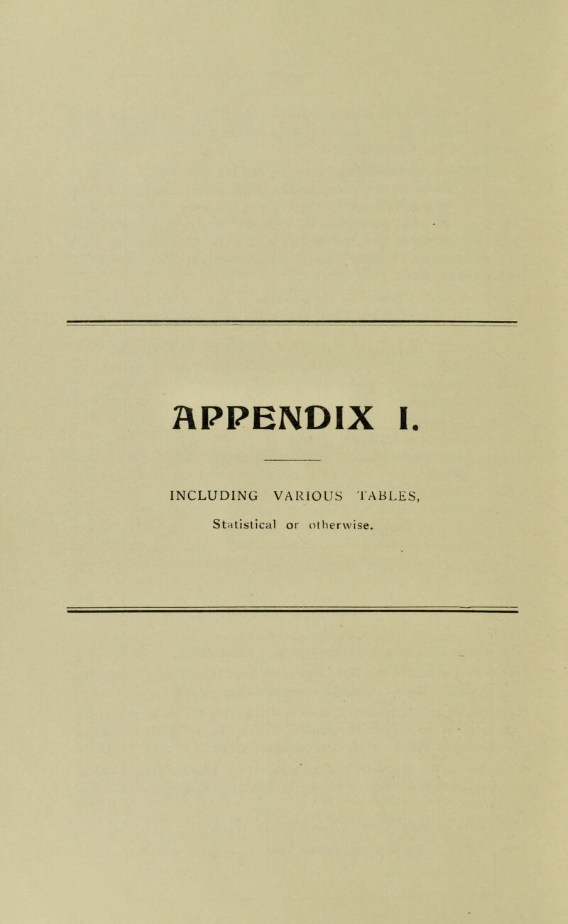 INCLUDING VARIOUS TABLES, Statistical or otliervvise.