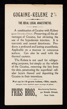 Kelene (Κ́ηλ́ε or I calm) : pure chloride of ethyl, local anaesthetic in glass tubes.