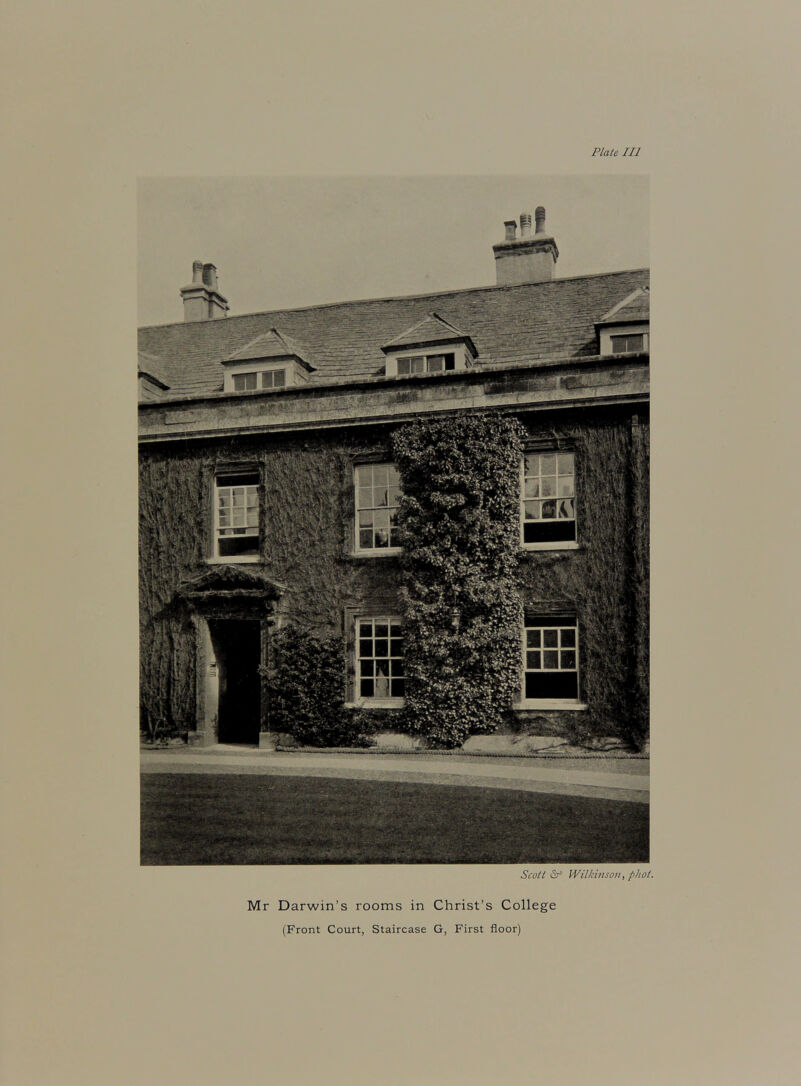 Scott &= Wilkinson, phot. Mr Darwin’s rooms in Christ’s College (Front Court, Staircase G, First floor)