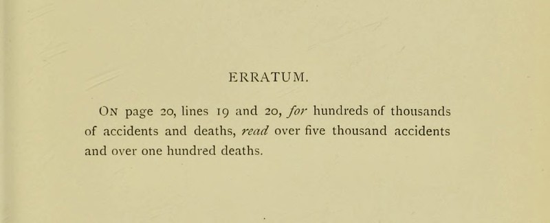 ERRATUM. On page 20, lines 19 and 20, for hundreds of thousands of accidents and deaths, read over five thousand accidents