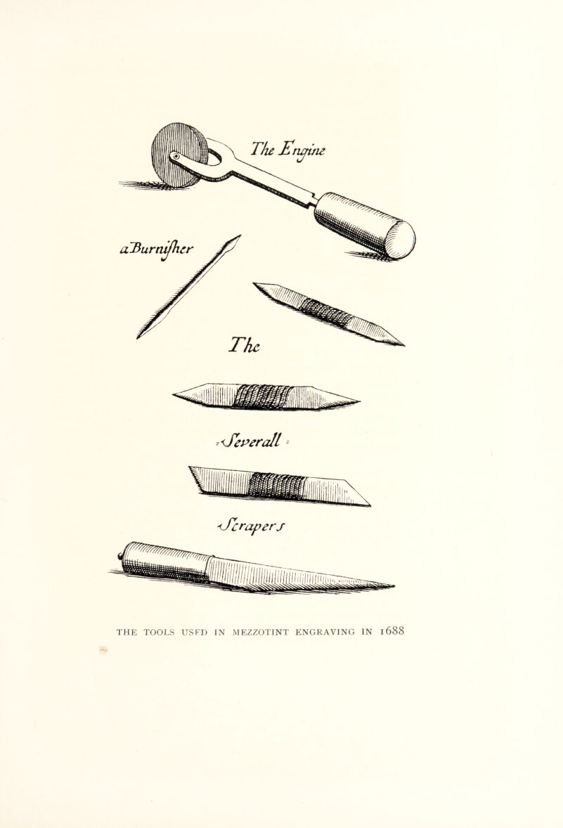 T/u ^<Jederail THE TOOLS USFD IN MEZZOTINT ENGRAVING IN l688