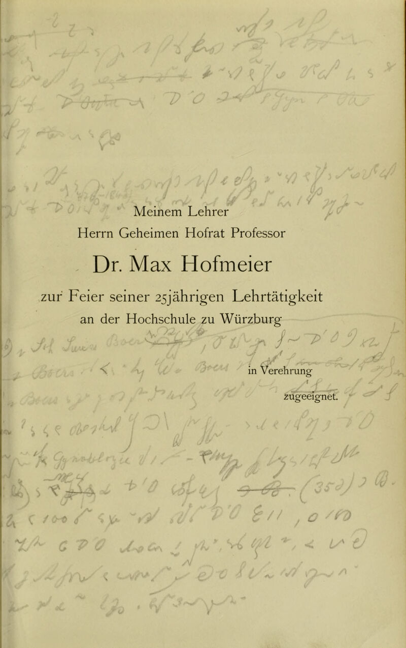 Meinem Lehrer Herrn Geheimen Hofrat Professor Dr. Max Hofmeier zur Feier seiner 25jährigen Lehrtätigkeit an der Hochschule zu Würzburg A in Verehrung • 4 / J y\ P . zugeeignet. / tx