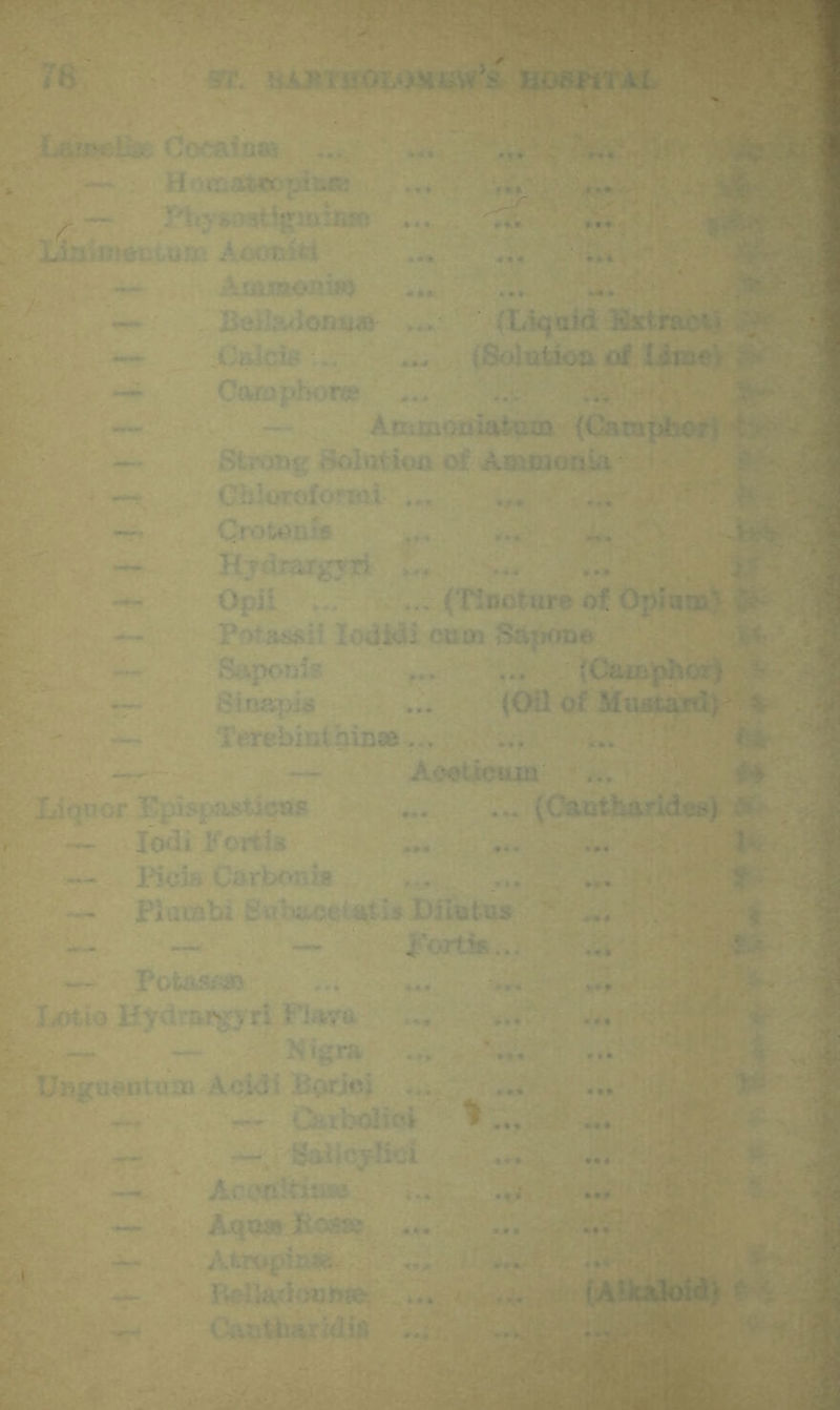 - vT 'Liquia >}xtrac5»* ;S'‘luljua of ^ / , . ..:a •— CaiJjO'hor^j^ — - A.!x;ta*>iiiatu33 (Gara|iiorJ ’ — Str.mt/i^oim ion or Arrxjjt:;ril.i ir'; *-. A, < —^ C':j ■or{ff<.“' i':l .. . . . . ., ■ f ' . — Grotto? .. ... -IbV *-■ ■ . — T-l 7'.jr4r;.;vri , ... j'- ', Oi j:. ... ‘urR OpInTB) r - - v<. ; - - ... ... iOnLTiphcji) - r. .0 ... {(.>:! ol'Mustard)^ ^•';:  —■■■ . ninss Aceticum ... ^4 p/ Liquor rp>7^p:i?^30'.>c {(.-autharidei#) ^ — IO‘ii YorJs -— Pioih CrirO'>•■-.'? . . —. PIai..-;bi r:':-‘ c.Ct'aiG.'rgtos >•_ .^'■.',■■■^‘’5. r(A7''-;0:- J/.lti i Y 'r '^r': V rl i f iV'., 1 -  r-r: .. * • . ... U3igu<into-ii .‘Vok: - ■ liu.. ¥. - ■ •.“ .bo:--. 1 X ■ .i'jl — Aroribrix .' .— Aqaj»rKo>:ir; — Atropipv. P^ladochte- ... ^ tv T- I .•s.^
