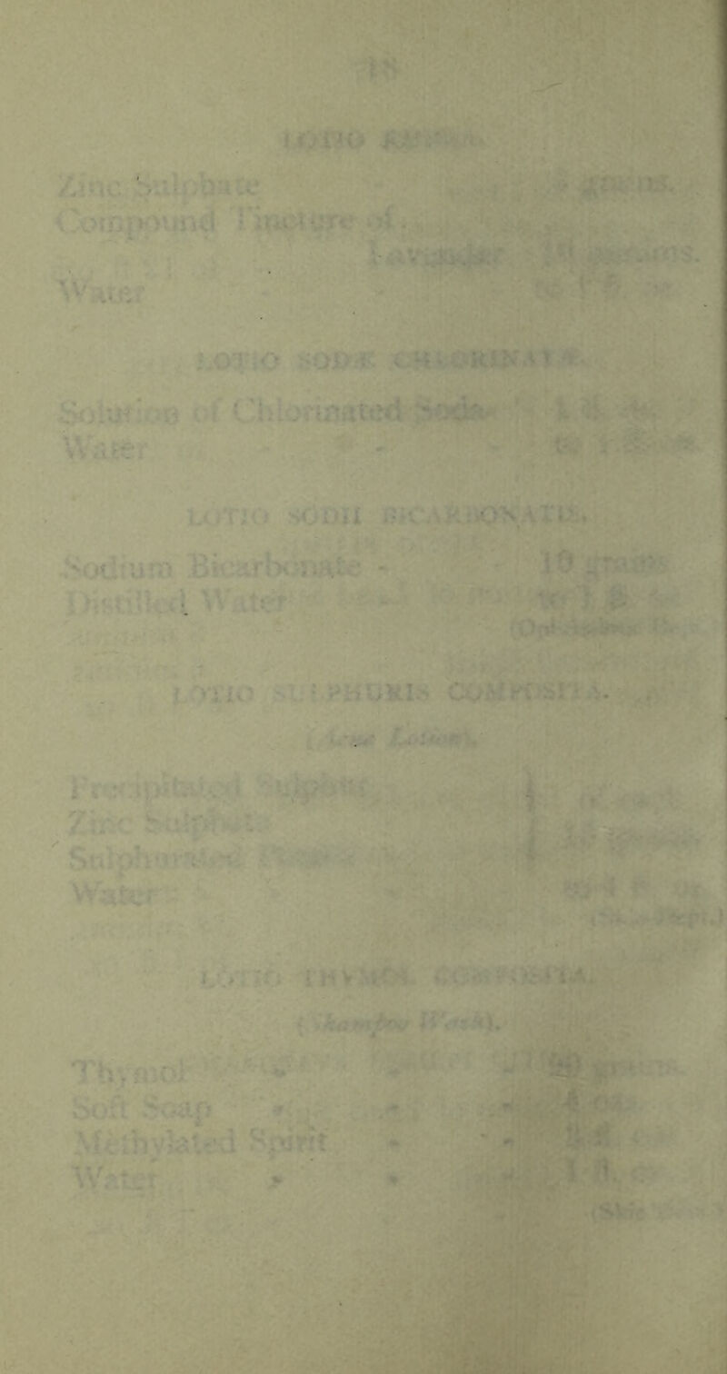 . r ' 'Waiftr '■ -/: , '- if , .'.O-fiO SO»* c4 Chlt>rujattf<t;5<3<ia*‘ ’■ •' \V;uer ■ ■' - - UjTJO scion BiCAKiiOXAtlS;. .Sodium BickrbiilWe - * 10-^Tafl>v DistilH^cl Water-' :«?:># v . r . ■■■ l yi'ia ^iVO^MVUis coMKisri A.. ,(■•■ i', iTc/:i|,wtvi5.c*i Zfe: Water j. :/n6 i Hvk Thymol;:':; Soft So^lp Minbyhli^d spirit • irt«rAy