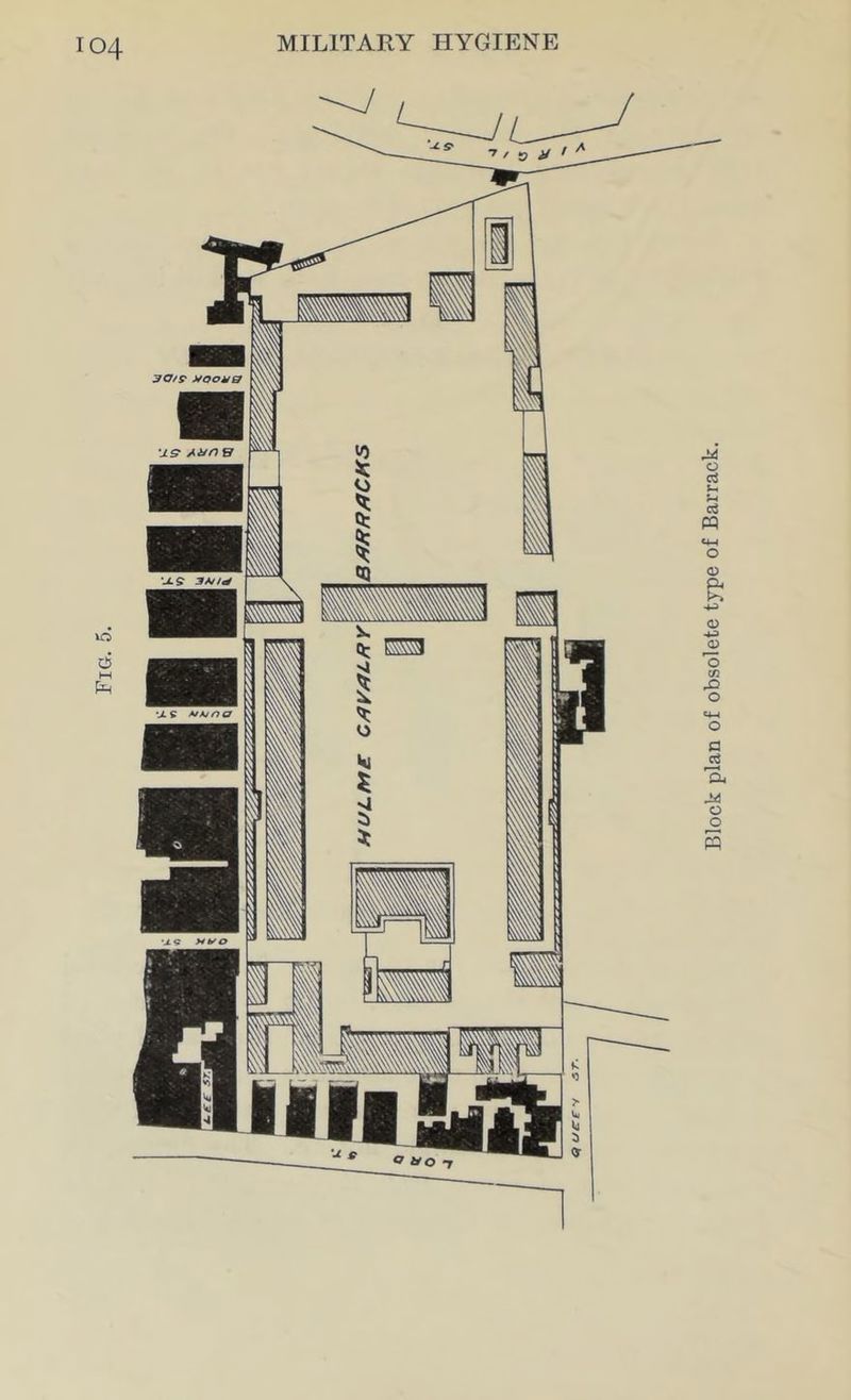 Block plan of obsolete type of Barrack.