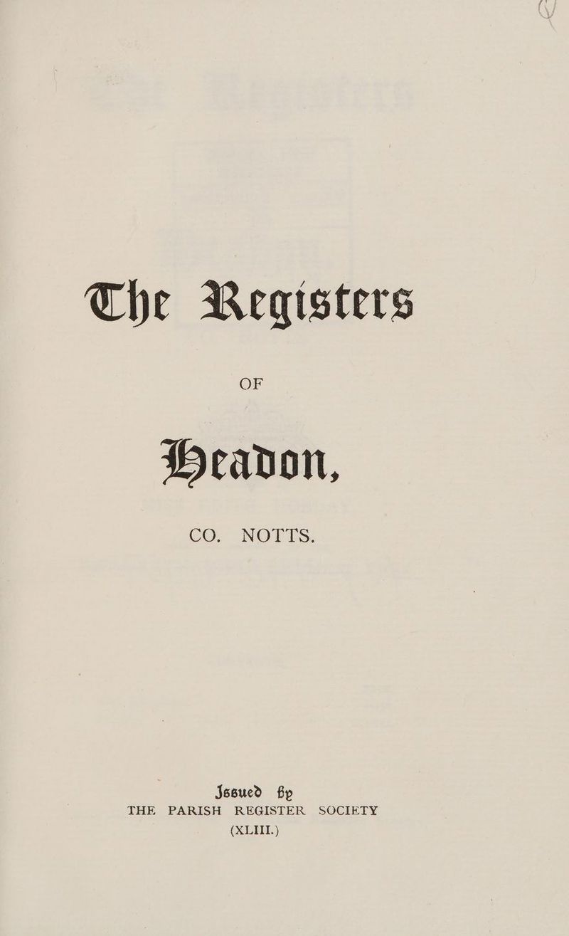 Headon, Jesucd fp THE PARISH REGISTER SOCIETY (XLIIL.)