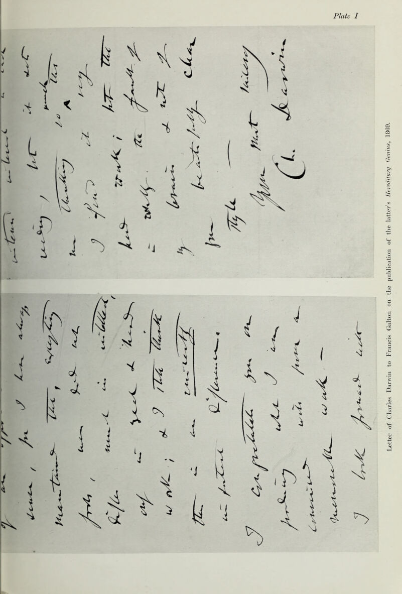 Letter of Charles Darwin to Francis Galton oil the publication of the latter’s Hereditary Genius, 1809.