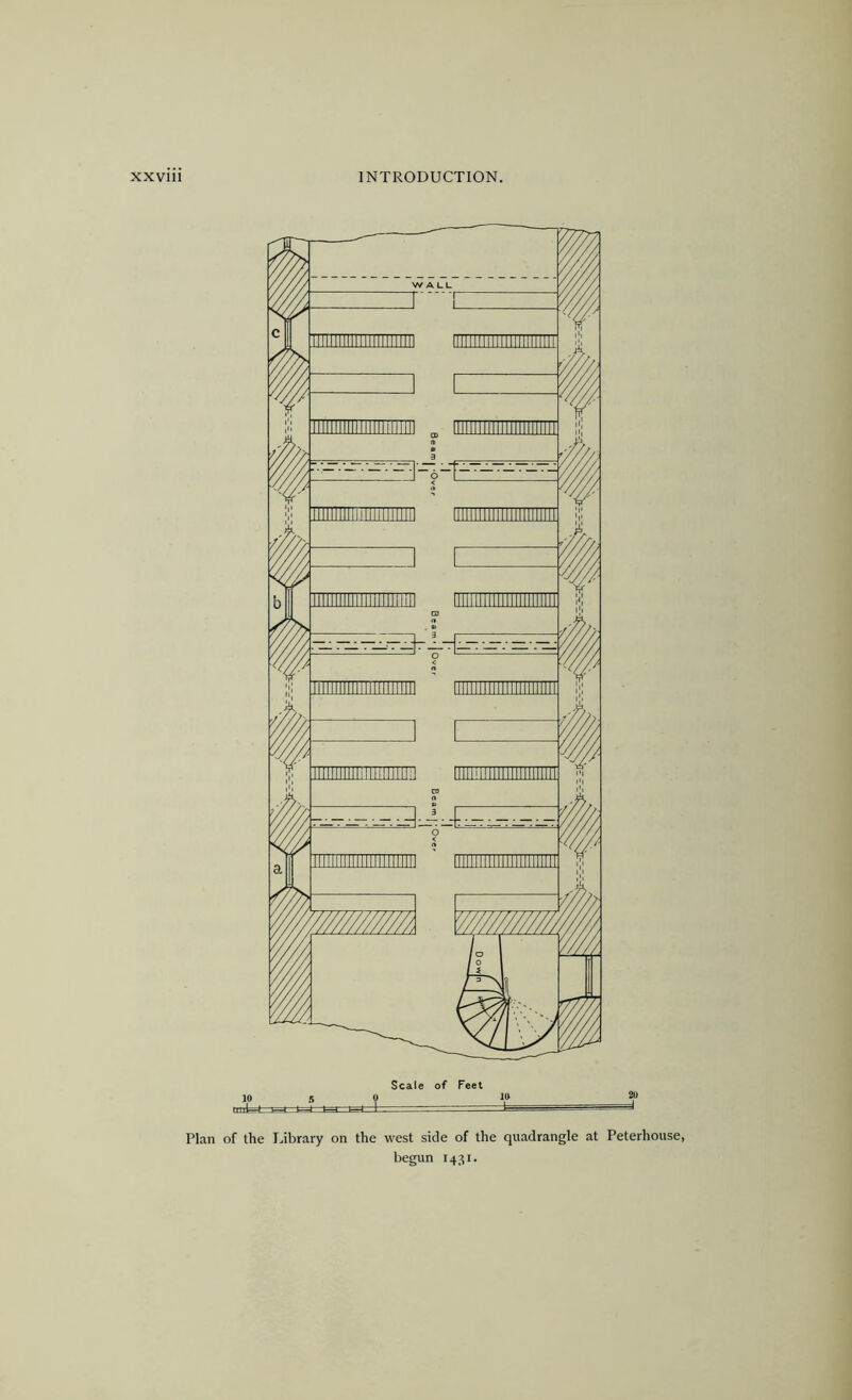 Plan of the Library on the west side of the quadrangle at Peterhouse, begun 1431.