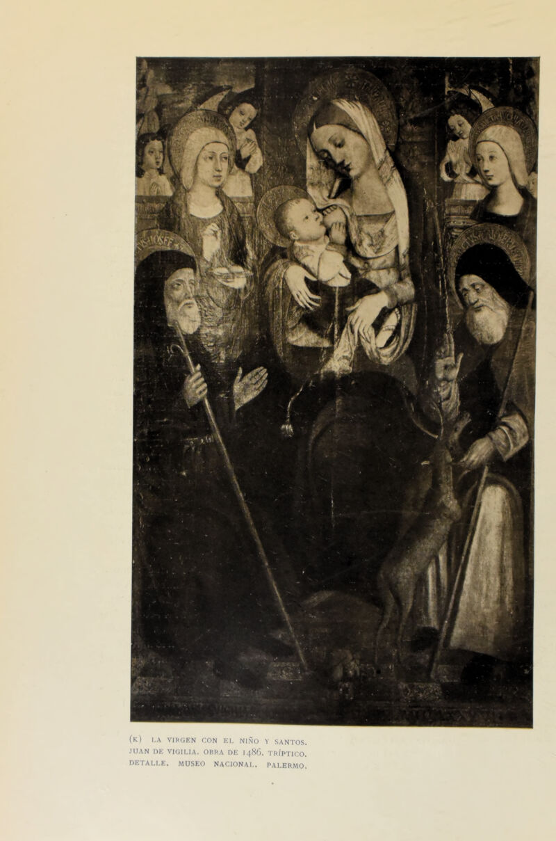 (k) la vikgkn con kl niño y santos JUAN l)K VIGILIA. OURA DE 1.^86. TRÍPTICO, DETALLE. MUSEO NACIONAL, PALERMO