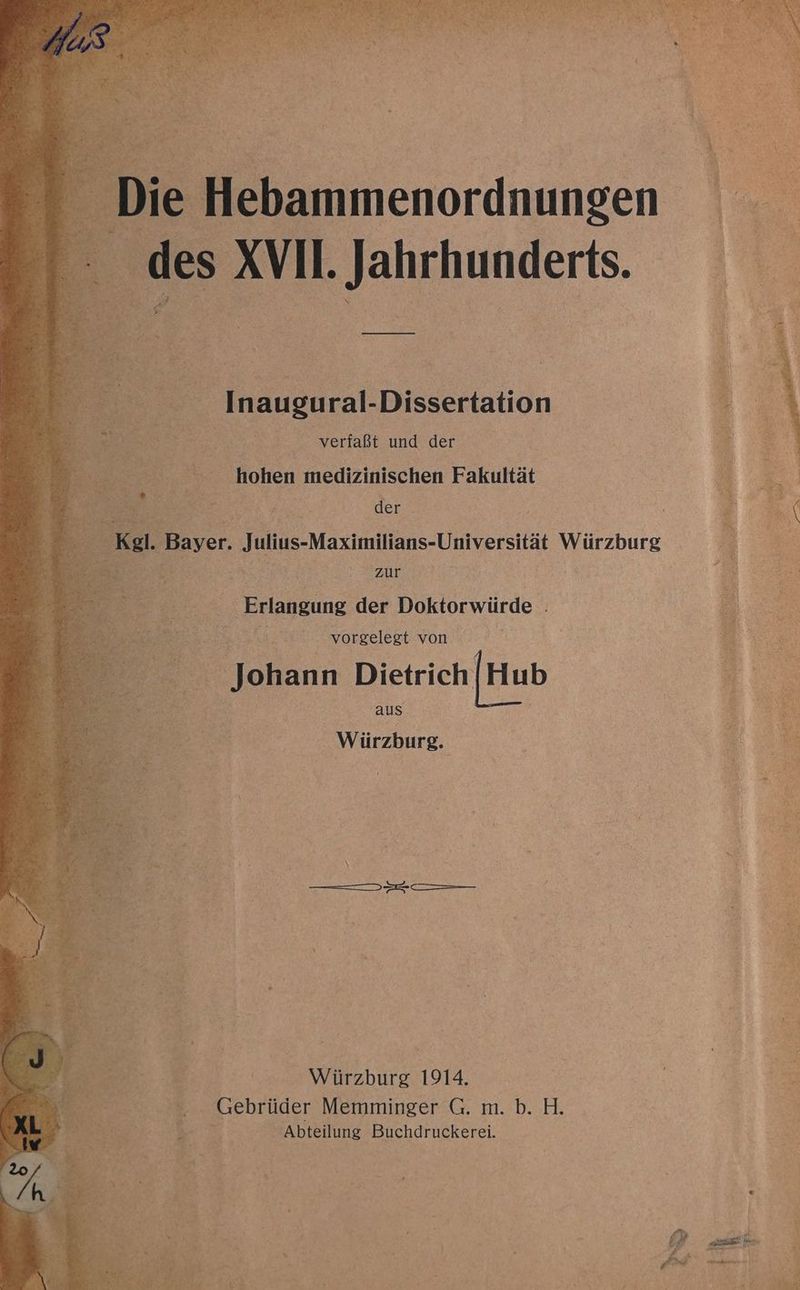 Inaugural-Dissertation u verfaßt und dr hohen medizinischen Fakultät Ü EN der zur Erlangung der Doktorwürde vorgelegt von Johann Dietrich | Hub aus Würzburg. ——n a ——— Würzburg 1914. | | 2 Gebrüder Memminger G. m. b. H. Abteilung Buchdruckerei. T F “ dein u‘