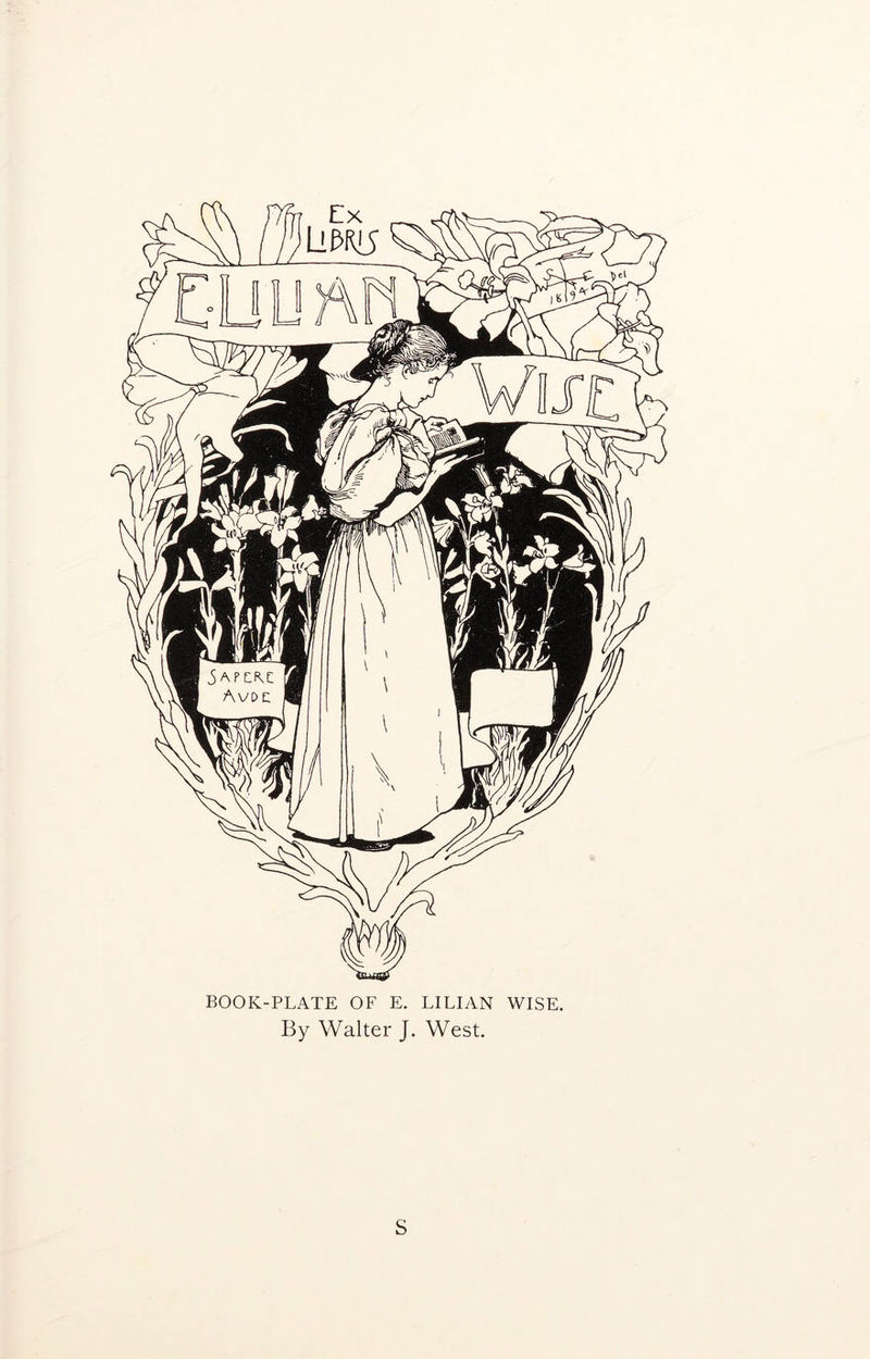 BOOK-PLATE OF E. LILIAN WISE. By Walter J. West. S