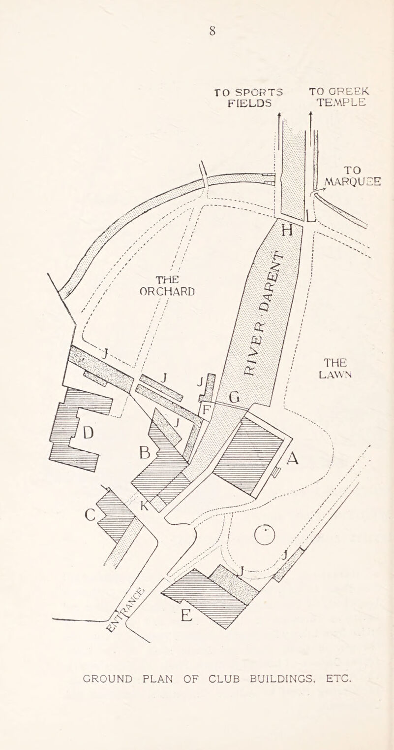 TO SPORTS TO GREEK. FIELDS TEMPLE GROUND PLAN OF CLUB BUILDINGS, ETC.