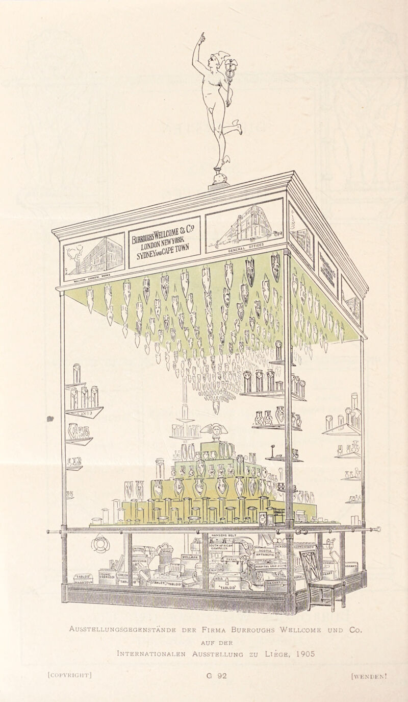 9-^0 Ausstellungsgegenstände der Firma Burroughs Wellcome und Co. AUF DER Internationalen Ausstellung zu Liege, 1905