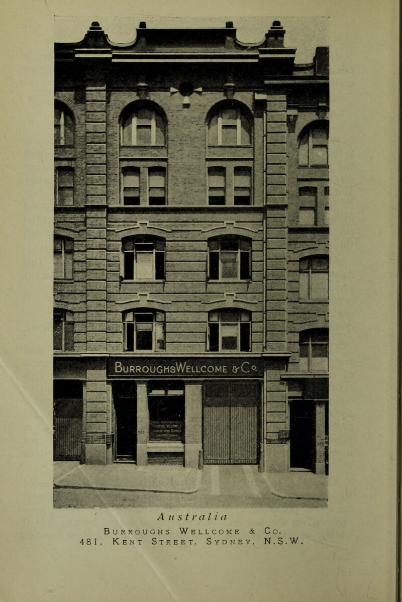 Burroughs Wellcome & Co. 481, Kent Street, Syotjev, N.S.W.