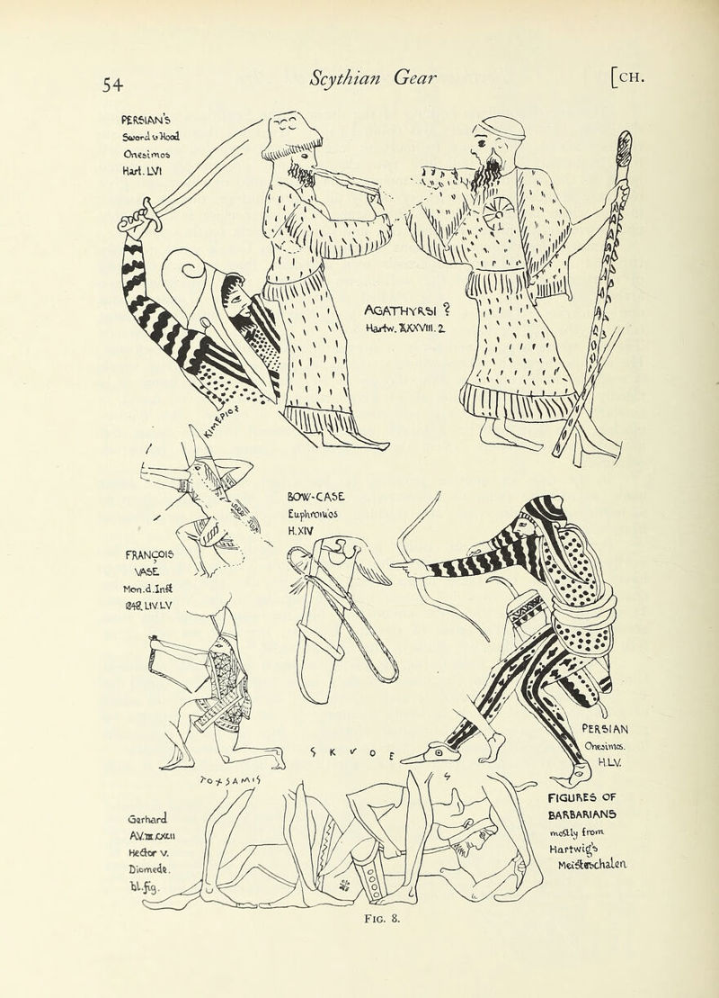 PERSIAN 5 Sword o Hood Ol1€MtW0t> Hart.LVl Persian OneoiMos. H.L.V. FIGURES OF BARBARIANS moftlvj {ro»n Hartwi^ Mei&«rbchalea Fig. 8.