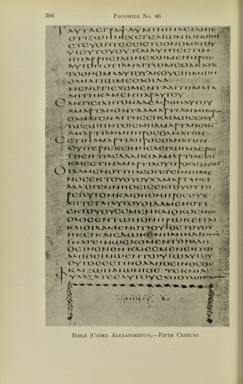 V ' I ’ 'JVy K>I I ^^ » H ^ ^ O'l » I ^ i<>XO'ro;>^IO >^4 IC>^40nl| O' * ’O r-i'i 'O o o IC' I c:) c> ^4 c> K4 >:» oy VI o V ro vo v »■»«eo i*» r» r ri I xp pno I >-* * h4 0Xci3K>4 oT'I' »i poc- f Or'i <.>• l'lXtv4>^i'i^cl3 K/lOOXi<JO:^ 'roonOK>t vvYix>V>^»<OYOi I iKf cnr^ 0>-*^ » III' N4 00X13 IX^V K4CM0'IU'X0X10P4'I •>*>-l'f-| I MX I A. -i'111<^ K/f o M l I >^rxVI V (3 XM I’IOI XI I'lX.) MXVlfex<>^OM.XYl T3Y OXNi Jcf’OM >xrf'i icoi i<xixci>oeixV 'l'U>;i0 34 I M 1X310 MHXK4>-pI'XMOVi>i ' vp'i isi^iK/ii ri I POOOxpjxrrOM CJJ G r*IM-XMX p'l l X'l I J*OOOVMX*|'0 M Oy» IOJ'^IOKOIM 11OX0lX13rKiAOP«A^ 'T-MCri 'I itxoxxKJ K ixxMXP'i'ixeiir ‘ KXIOC'n M-XMXp-iMXOY* I ' IKXM O MO^I* ri I -VGO ro ro M M H MO M O OC l<' rOYO VOY“>i’VM Xp I -XIMe. f XXX'o fOKi M HOOIOOKI X3YOV r»» PO fxYro M KXi011OM r f I'ooo vx ’ vrOf x> rxj'XY»'OYO IXXXIO MO'f I c'f<I 'O YOVX'OM OM KXf p l<OX',Moe ovocoM'ixtri roM 11 pioiNei'ixi Kxioixxj^yieMiyfioY*OC lovov 1 I KOI l<>viOXCX>l<0 M MM I r I M’O I M0>0 KOM OM'I'O MXXri 00 I MO M O M KXIOCM OMOM'ix4fc> XVf 11301 MC\>OM'|XOY» 0)XVI oy I oooo I » MOxxMoeI Mocoy aI L i<XI o> I I XI liI1 oo n’o> i< m i xv^ ^2 VP X'< .V I 'OO XY I OYO XI I o I • * • • ••• •.*' 1 t ■» 4 I Bible (Codex Alexandhinus).—Fifth CexNti kv