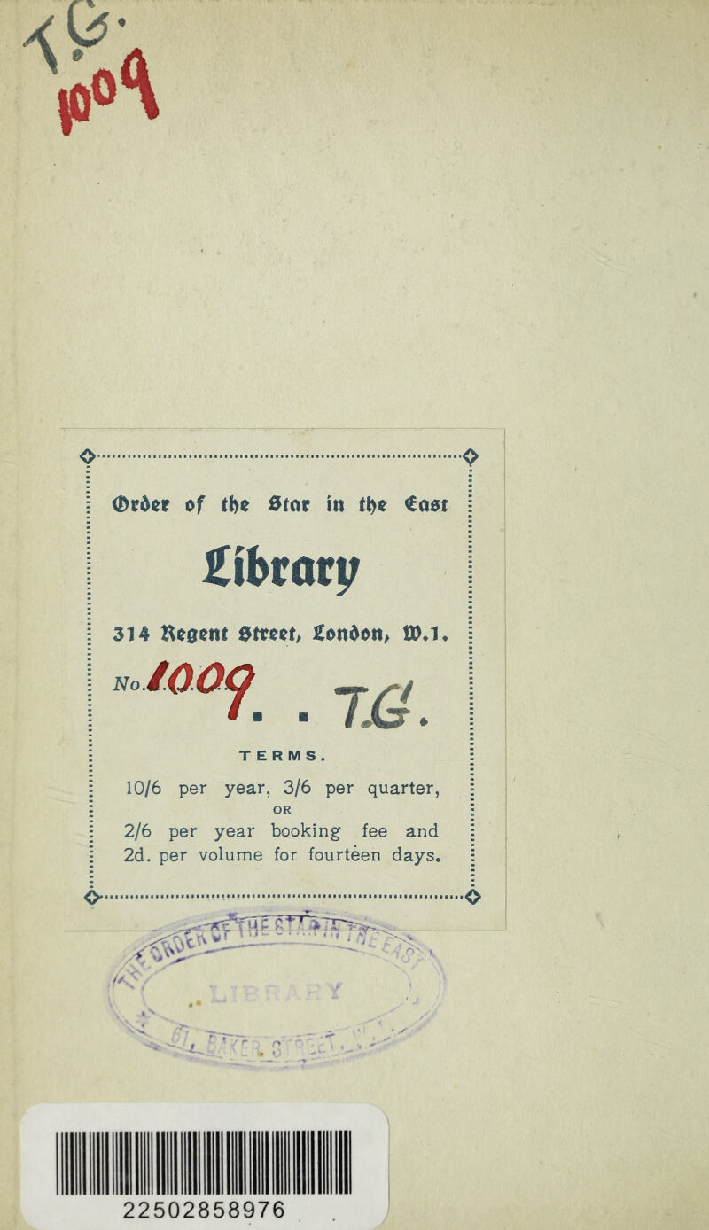 Order of tbr ^tcir in tl)e €001 librae;; 314 Keoent 01ceet, London, tD.1. nol.OOX^ 7£i. TERMS. 10/6 per year, 3/6 per quarter, OR 2/6 per year booking fee and 2d. per volume for fourteen days. STT»7„ . j o> f //. - Z. '* - r» 22502858976