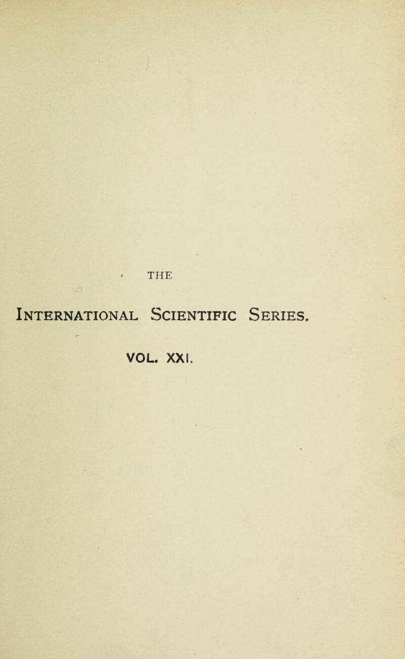 THE International Scientific Series. VOL. XXI.
