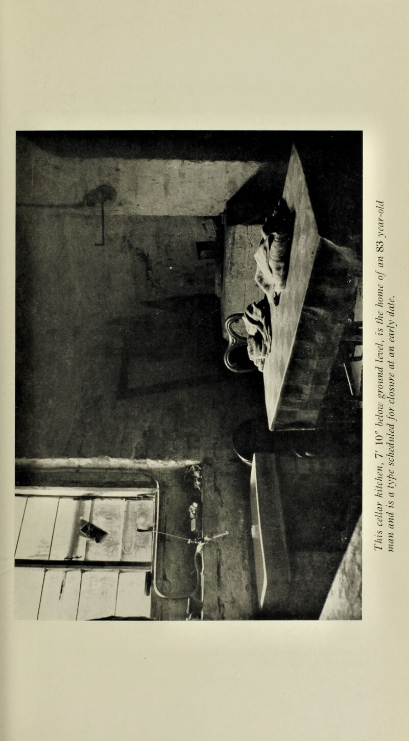 T/iis cellar kitchen, 7' 10 below ground level, is the home of an 80 vear-old man and is a type scheduled for closure at an early date.