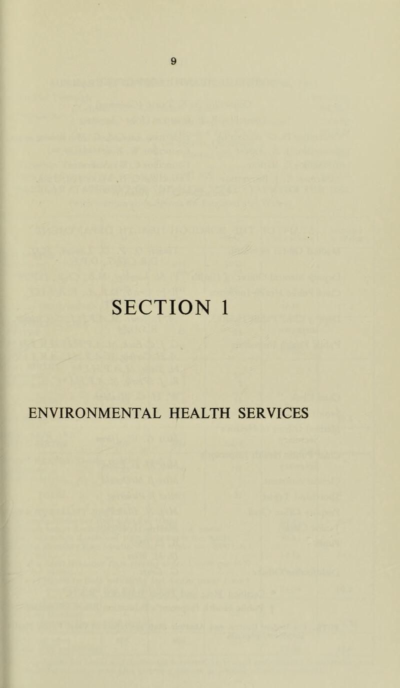 SECTION 1 ENVIRONMENTAL HEALTH SERVICES
