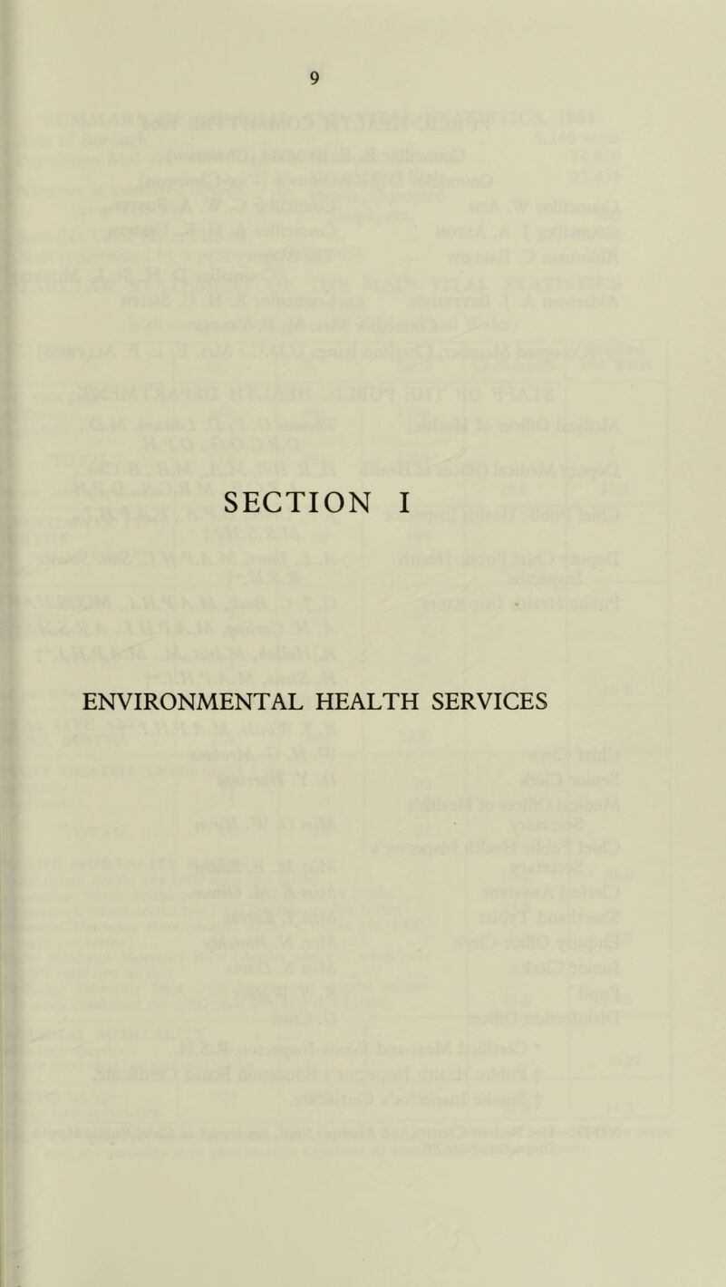 SECTION I ENVIRONMENTAL HEALTH SERVICES