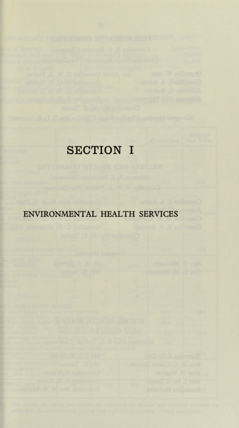 ENVIRONMENTAL HEALTH SERVICES