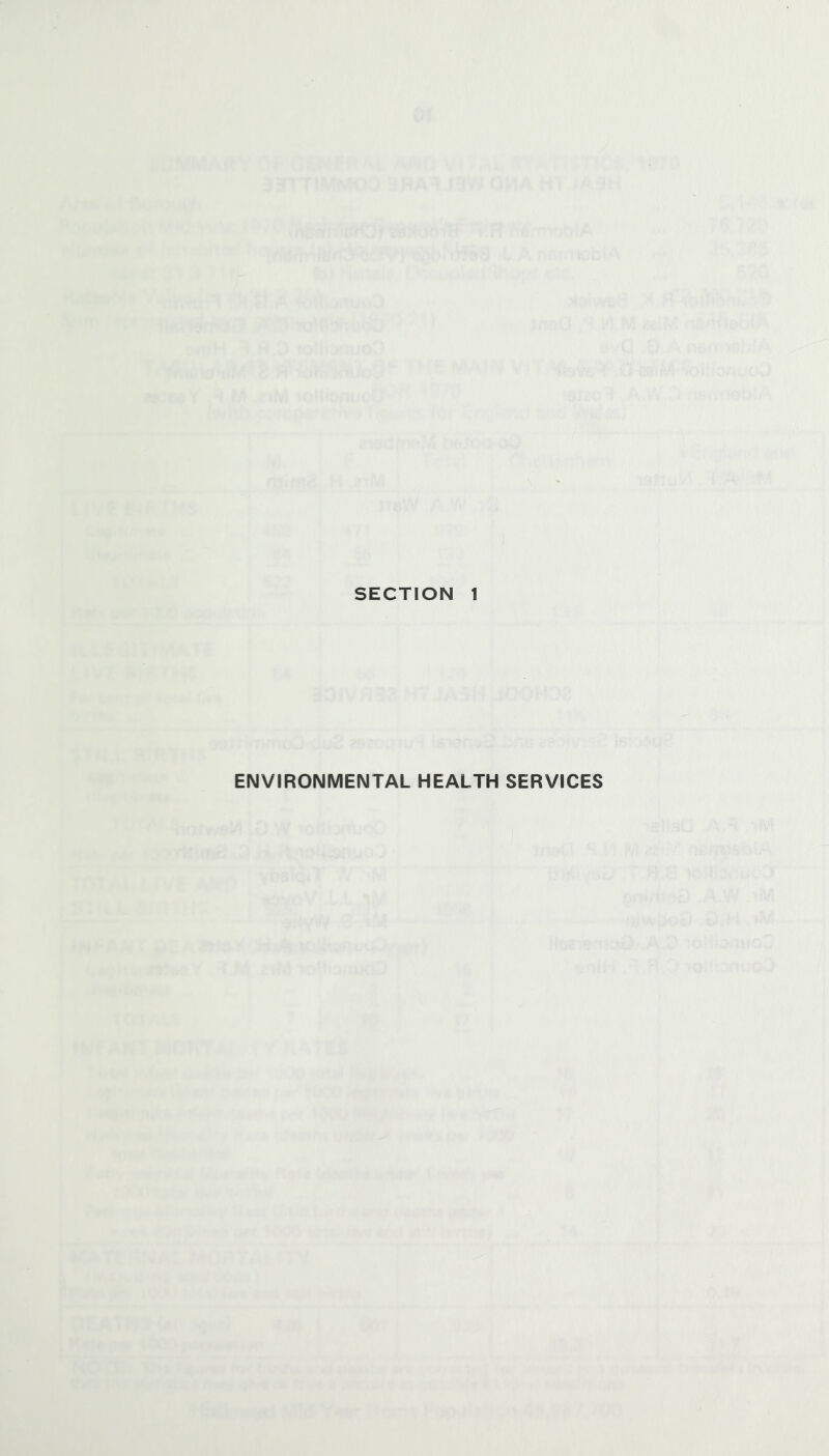 SECTION 1 ENVIRONMENTAL HEALTH SERVICES