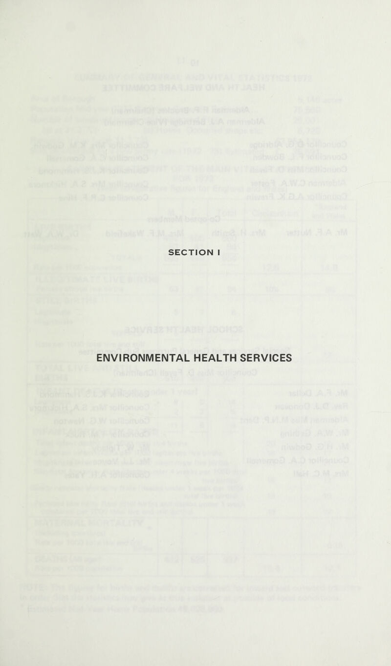 SECTION I ENVIRONMENTAL HEALTH SERVICES