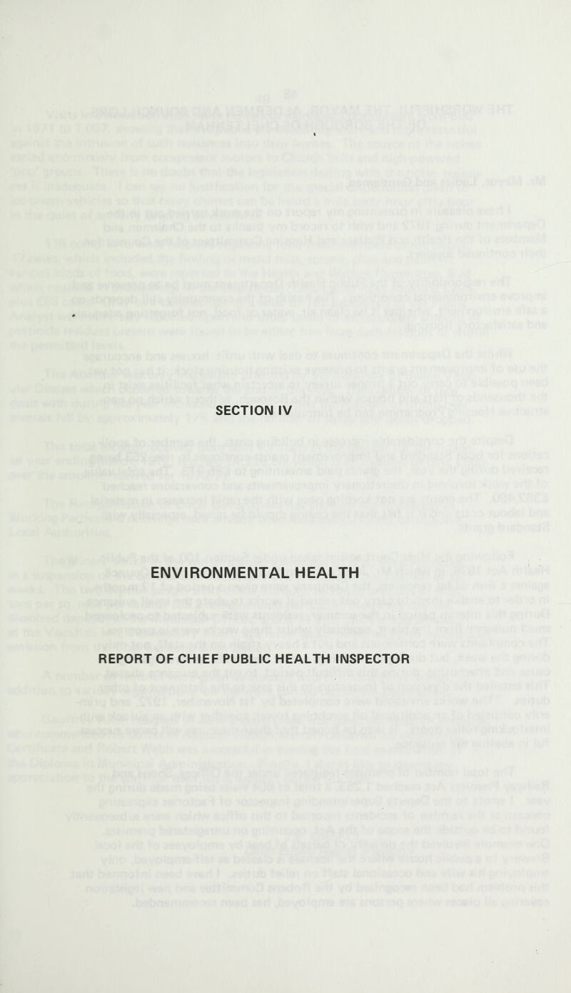 SECTION IV ENVIRONMENTAL HEALTH