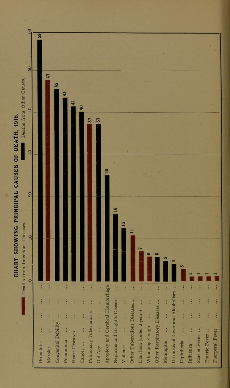 CHART SHOWING PRINCIPAL CAUSES OF DEATH, 1915. Deaths from Infectious Diseases. Deaths from Other Causes. Enteric Fever .