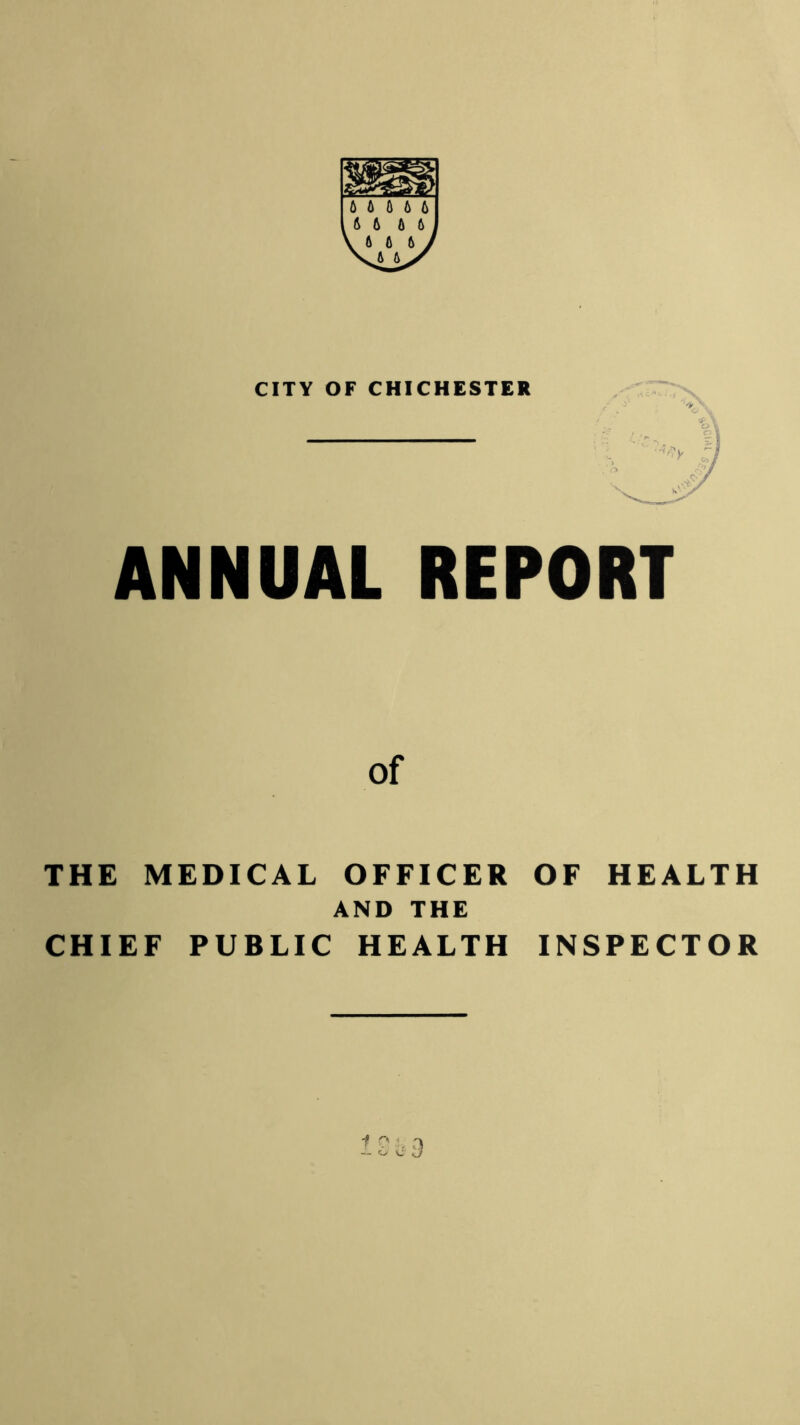 6 6 6 6 6 6 6 6 6 CITY OF CHICHESTER ANNUAL REPORT of THE MEDICAL OFFICER OF HEALTH AND THE CHIEF PUBLIC HEALTH INSPECTOR i '' — <Ly SS U