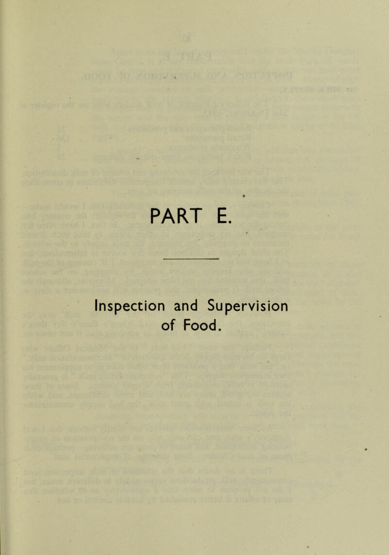 PART E. Inspection and Supervision of Food.