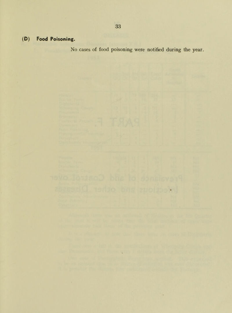 (D) Food Poisoning. No cases of food poisoning were notified during the year.