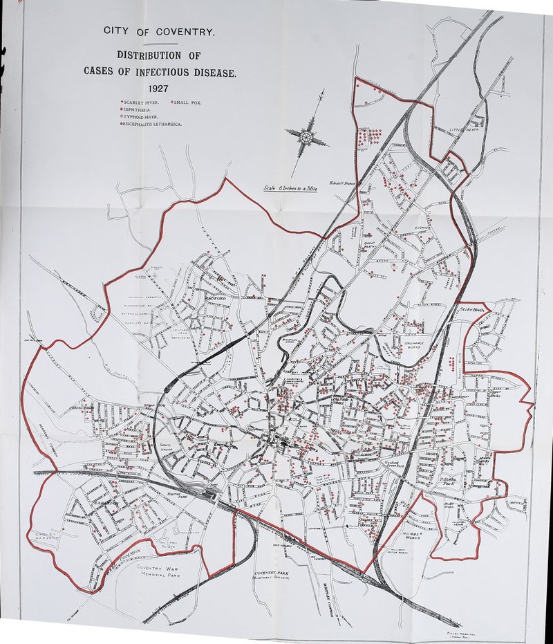 CITY OF COVENTRY. distribution of CASES OF infectious DISEASE 1927