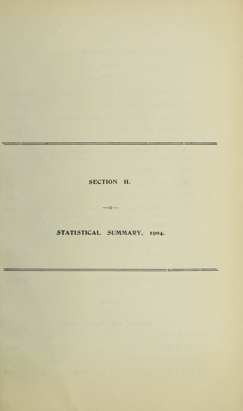 —o- STATISTICAL SUMMARY, 1904.