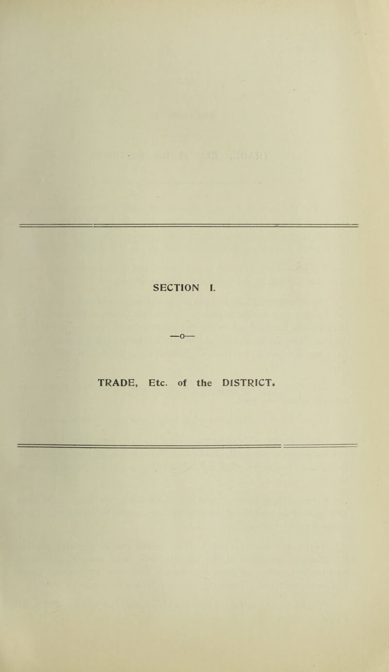 —o— TRADE, Etc. of the DISTRICT.