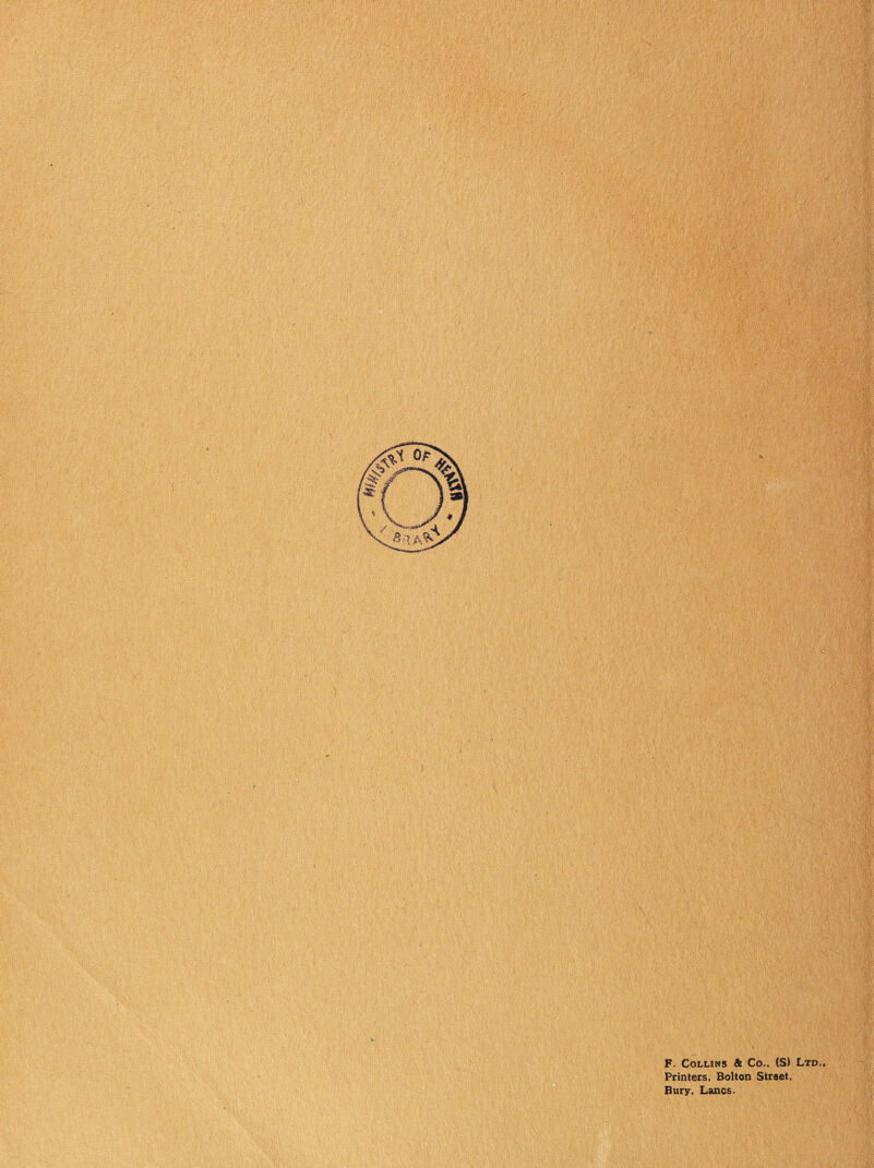 F. Collins & Co., (S) Ltd Printers, Bolton Street, Bury. Lsmcs.