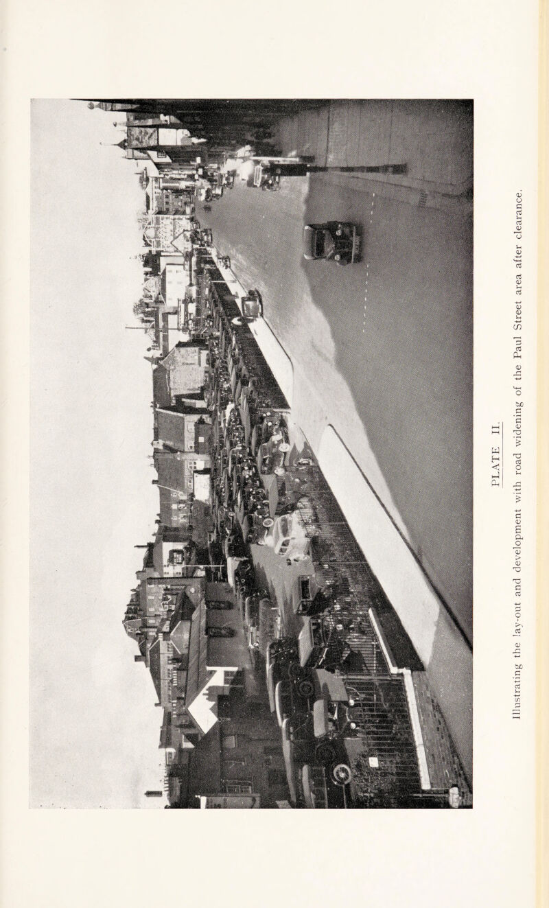 Illustrating the lay-out and development with road widening of the Paul Street area after clearance.
