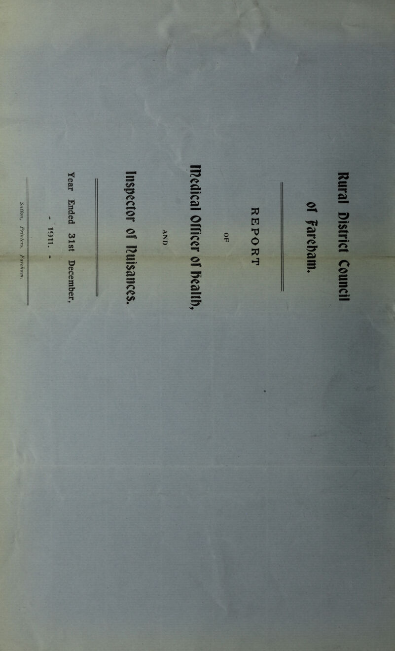 Year Ended 31st December, Rural District Council