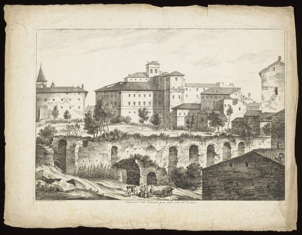 The Viminal hill, Rome, seen from the slopes of the Quirinal. Etching by B. Pinelli, 1825.