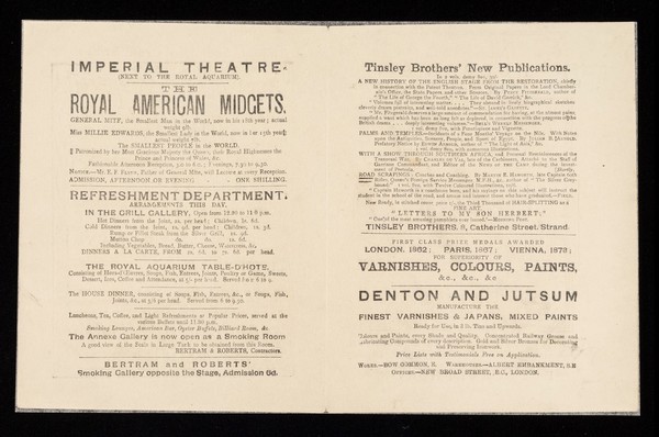 Programme and complete arrangements for this day : Friday, August 11th, 1882 ... / Royal Aquarium.