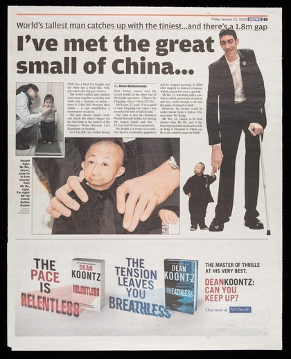 I've met the great small of China... : World's tallest man catches up with the tiniest ... and there's a 1.8m gap.