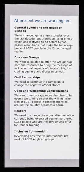 Changing Attitude England : working for gay, lesbian, bisexual and transgender affirmation in the Anglican Communion / Changing Attitude Trust.