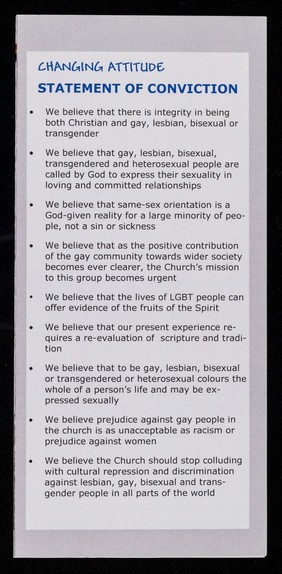 Changing Attitude England : working for gay, lesbian, bisexual and transgender affirmation in the Anglican Communion / Changing Attitude Trust.