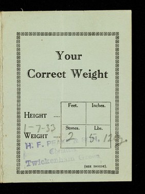 Your correct weight ... : drink more Bovril and maintain good health ...