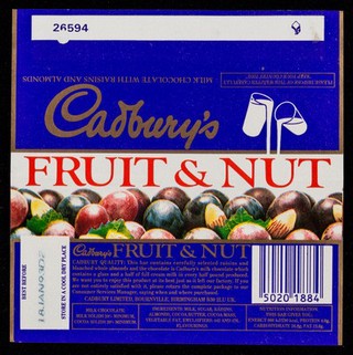 Cadbury's fruit & nut : milk chocolate with raisins and almonds / Cadbury Limited.