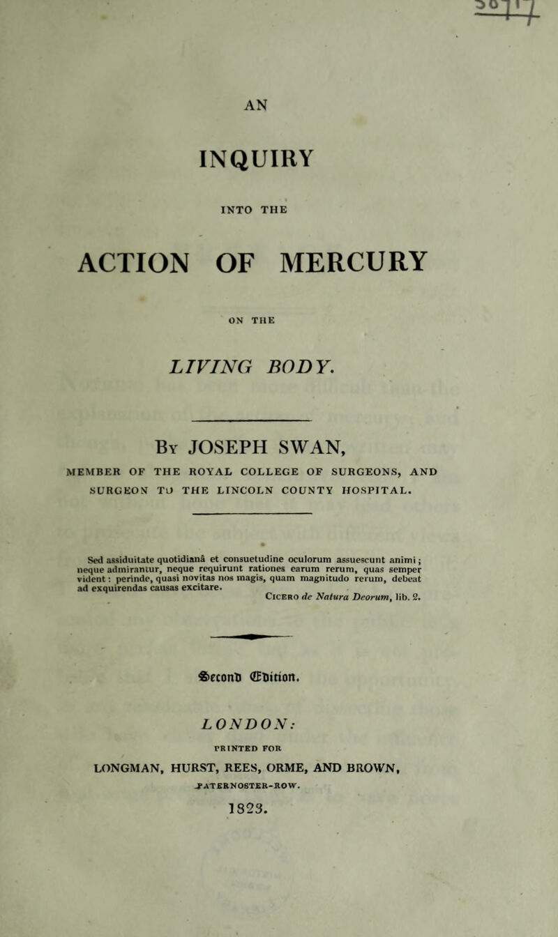 “ From the effects of’ these experiments it would appear, that the mercury in everv one of them was dissolved in the spittle, and reduced to the same preparation or solution. “ To try whether mercury in the consti¬ tution would produce the same taste in the mouth, I rubbed in mercurial ointment upon my thighs till my mouth was affected, and I could plainly taste the mercury ; and, as far as I could rely upon my memory, the taste was exactly the same as in the former experiments. “ I allowed some time for my mouth to get perfectly well and free from the taste; I then took calomel pills till it was affected again in the same way. I afterwards took mercurius calcinatus and also corrosive sublimate. All these experiments were attended with the same result; the mer¬ cury in every form producing the same taste, which was also exactly the same as when the several preparations were put into the mouth. B