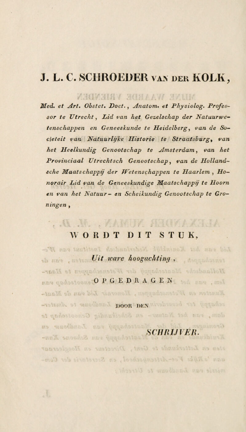 Hen van ecne rheumatische koorts, die echter ook interinitieerde. Nadat ik hem zachte uitwasemende middelen, spir. minder. &c. rheum. en campher gegeven had , waardoor de ziekte wel verbeterde maar de koorts niet geheel ophield, gaf ik hem den 5 October i8o8. 1^. Extr. card. bened. - gentian. a dr. j. Aq. c. aur. unc. vj. Syr. comm. unc. j. m. d. S. Alle uur een lepeh Den 17 kreeg hij een uitslag om den mond, waarna de koorts ophield. yi. Pulv. rad. valer, sylv. - c. hippocast. d dr. ii. - c. cinnamom. dr. j. m. j. pulv. S. Vier maal daags een vingerhoed voh De koorts hield aanstonds na het gebruik de¬ zer poeder op, de krachten namen steeds toe, de rheumatische pijnen verdwenen, zoodat hij hersteld uit het Nosocomium ging. Zes en twintigste geval. Roe Lr je Roelfs ,